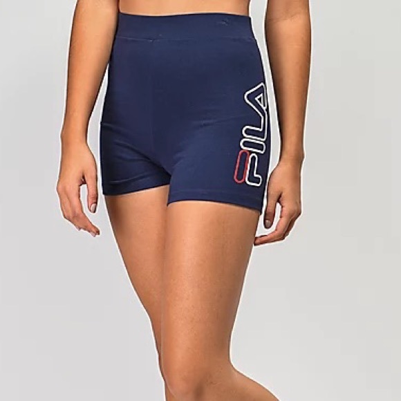 FILA - BEATRIZ HIGH WAISTED BIKE SHORT NAVY WHITE RED - Picture 4 of 4